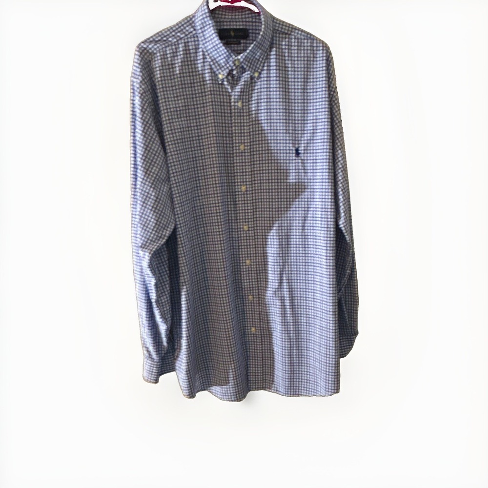 Ralph Lauren Performance Men's Blue/White Check Woven Button-Down Shirt XL